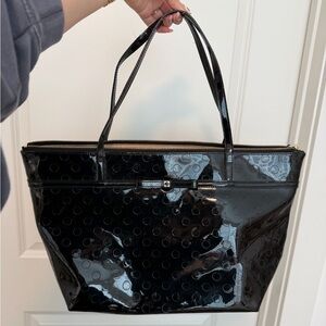 Kate Spade Black Patent Leather Sophie Camellia Street Tote Bag